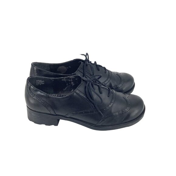 VTG Y2K Mudd Wingtip Shoes Size 9.5 Black Chunky Oxford Academia School Clueless - Picture 3 of 10